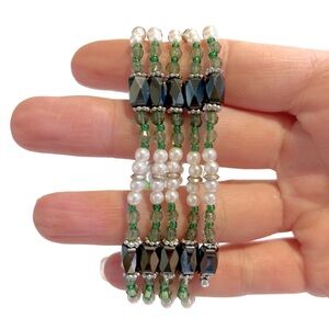 Hematite Magnet Chain Bracelet Necklace Green Pearl Grey Sparkly Shiny Versatile